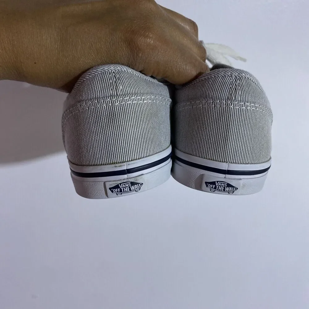 VANS Sneakers Womens 6 Blue‎ White Grey Pinstripes Atwood Classic Low Casual